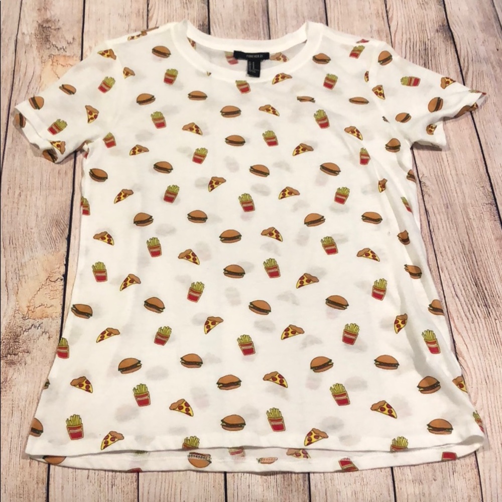 Forever 21 White short sleeved fast food tee shirt, medium.